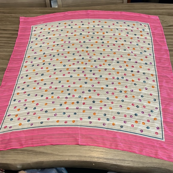 90’S BILL BLASS SILK SCARF PINK PURPLE VINTAGE - Picture 7 of 10